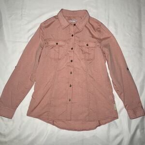 Royal Robbins Womens Long Sleeve Button Up Hiking Shirt Orange Size S *READ*